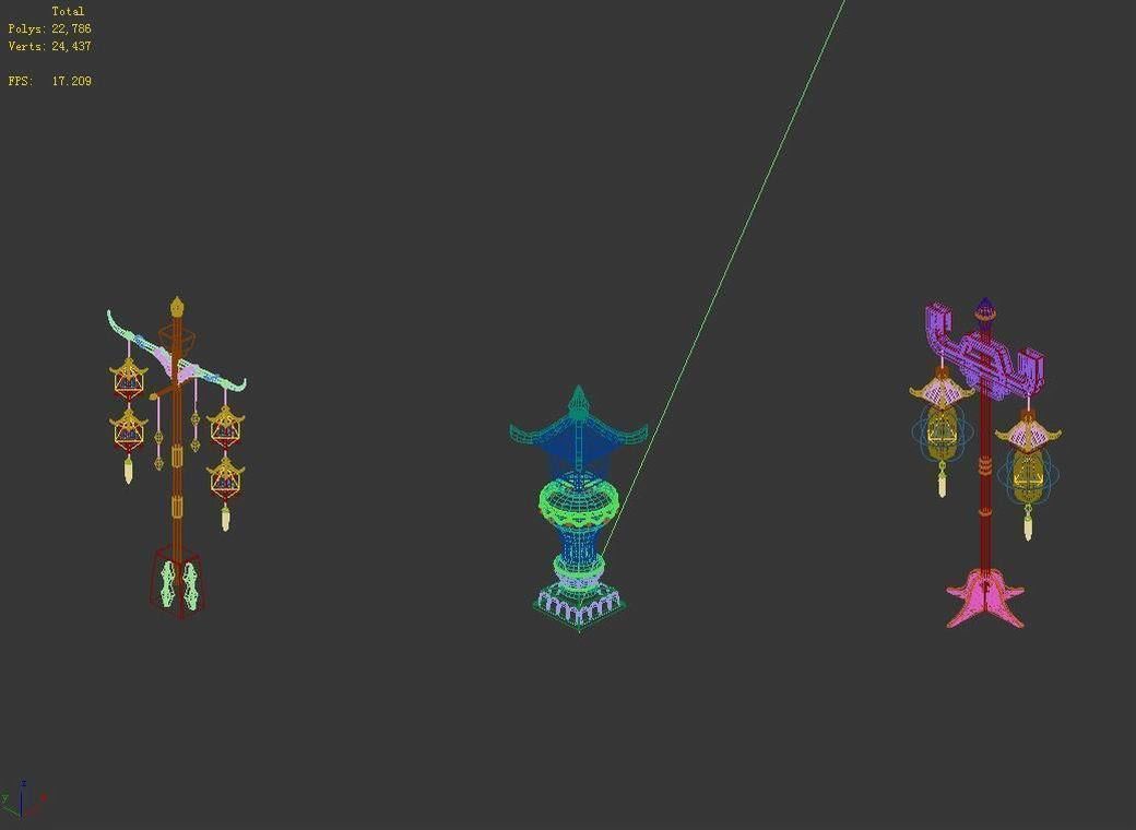 Dynasty China - Ancient - Street Lights 696 3D model_3