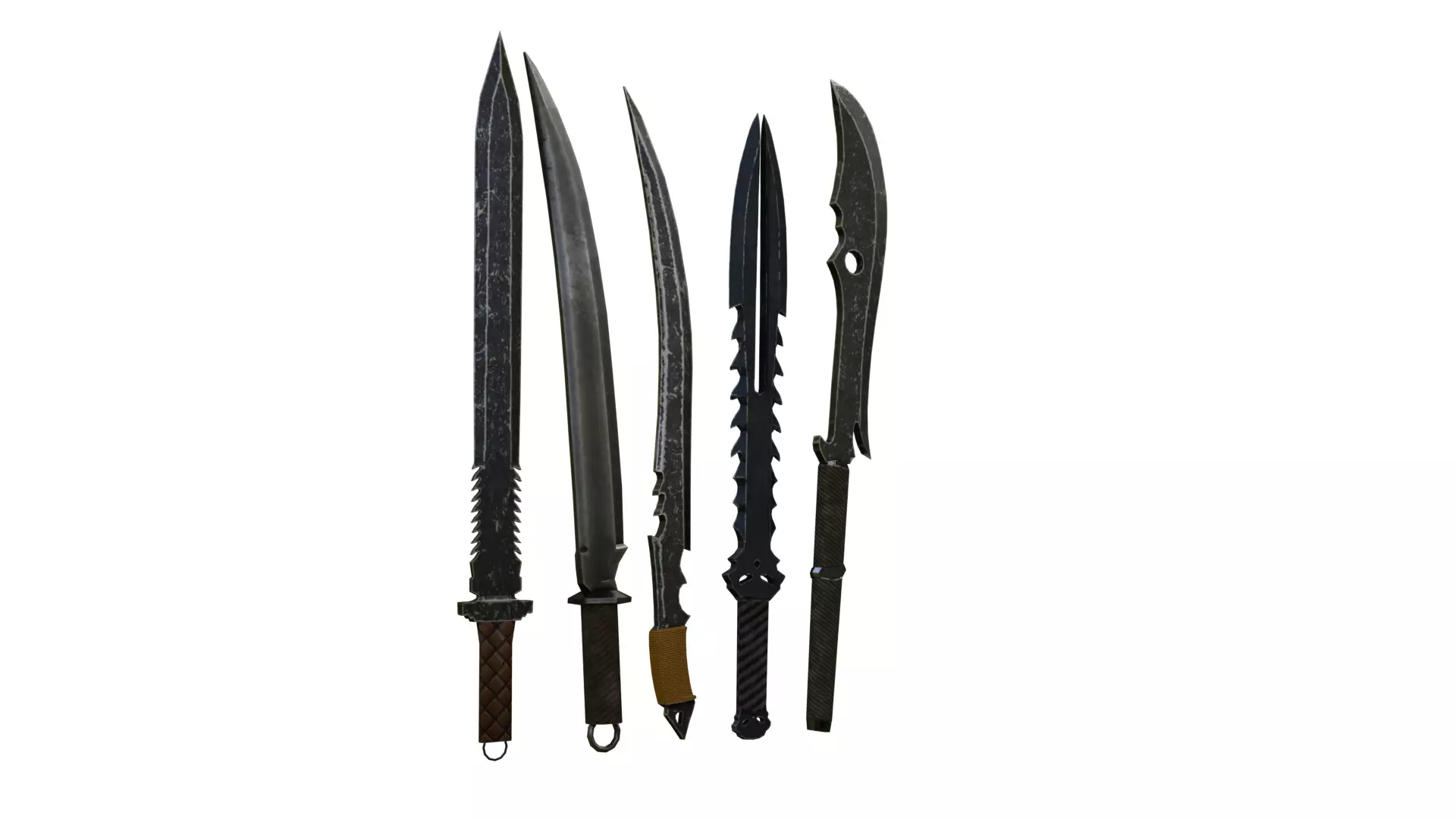 5 Low Poly Swords four Low-poly 3D model_0