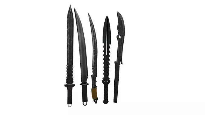 5 Low Poly Swords four