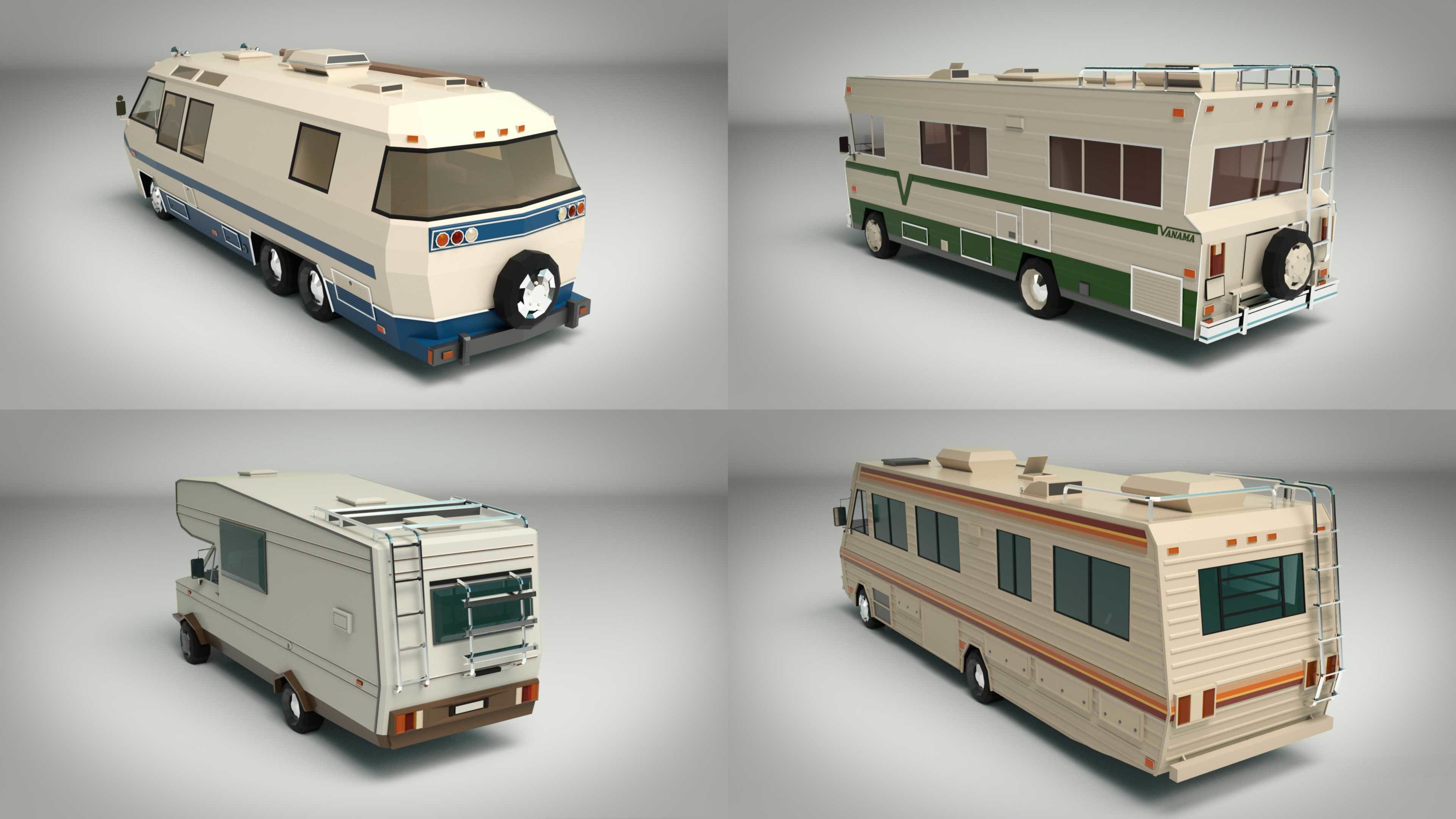 Low Poly Motorhome Pack 3D Model Collection_7