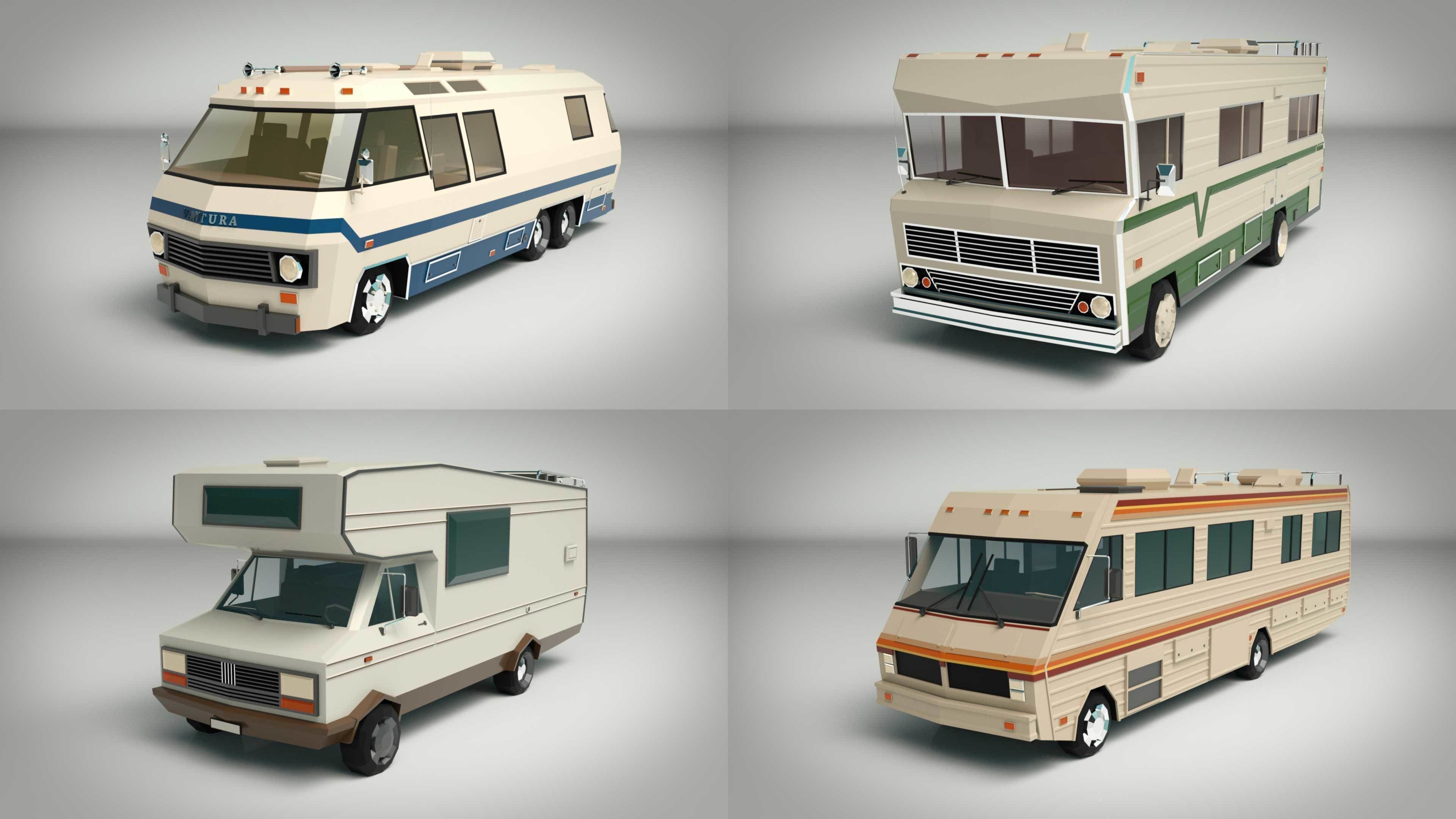 Low Poly Motorhome Pack 3D Model Collection_6