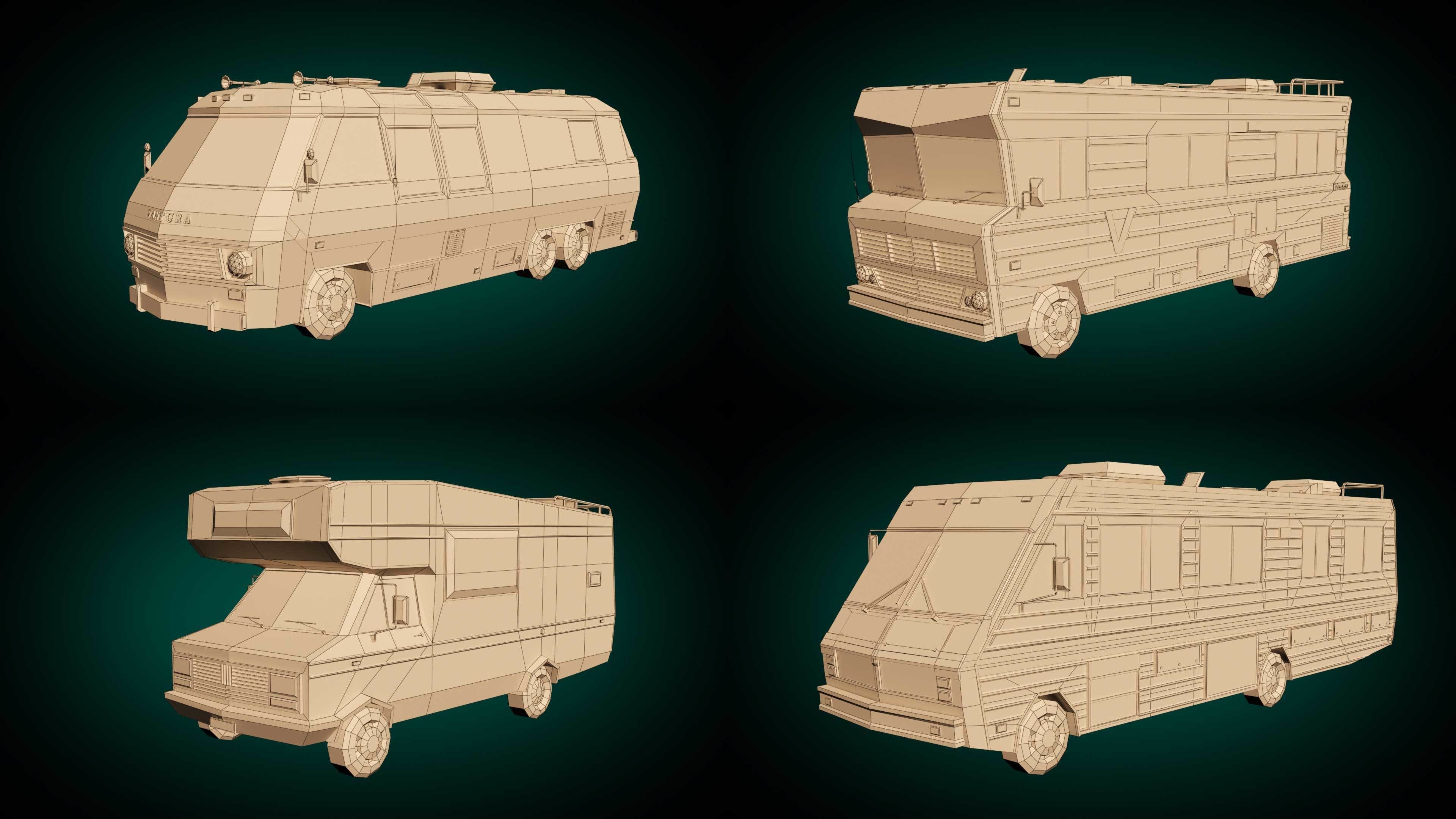 Low Poly Motorhome Pack 3D Model Collection_13