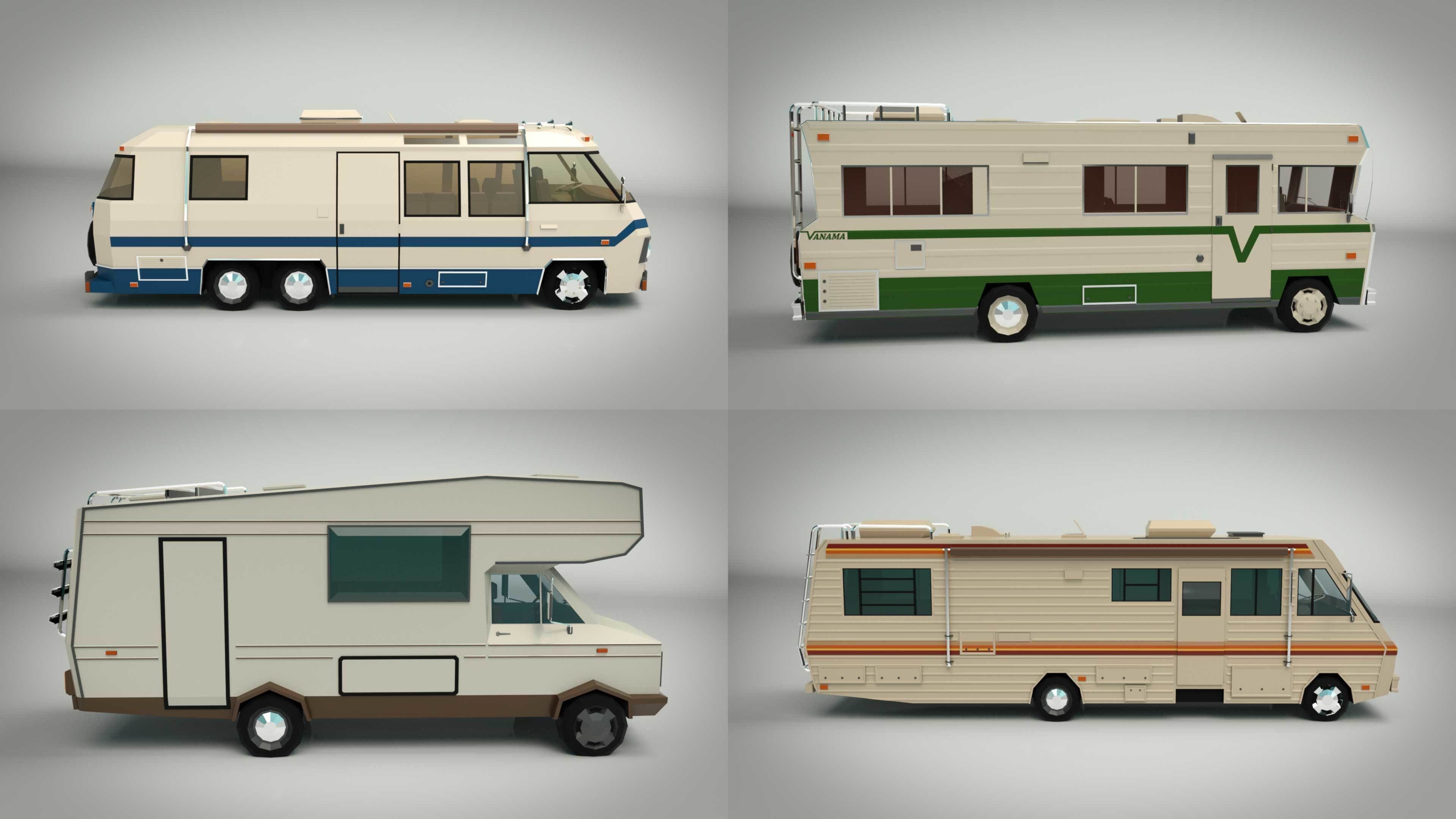 Low Poly Motorhome Pack 3D Model Collection_11