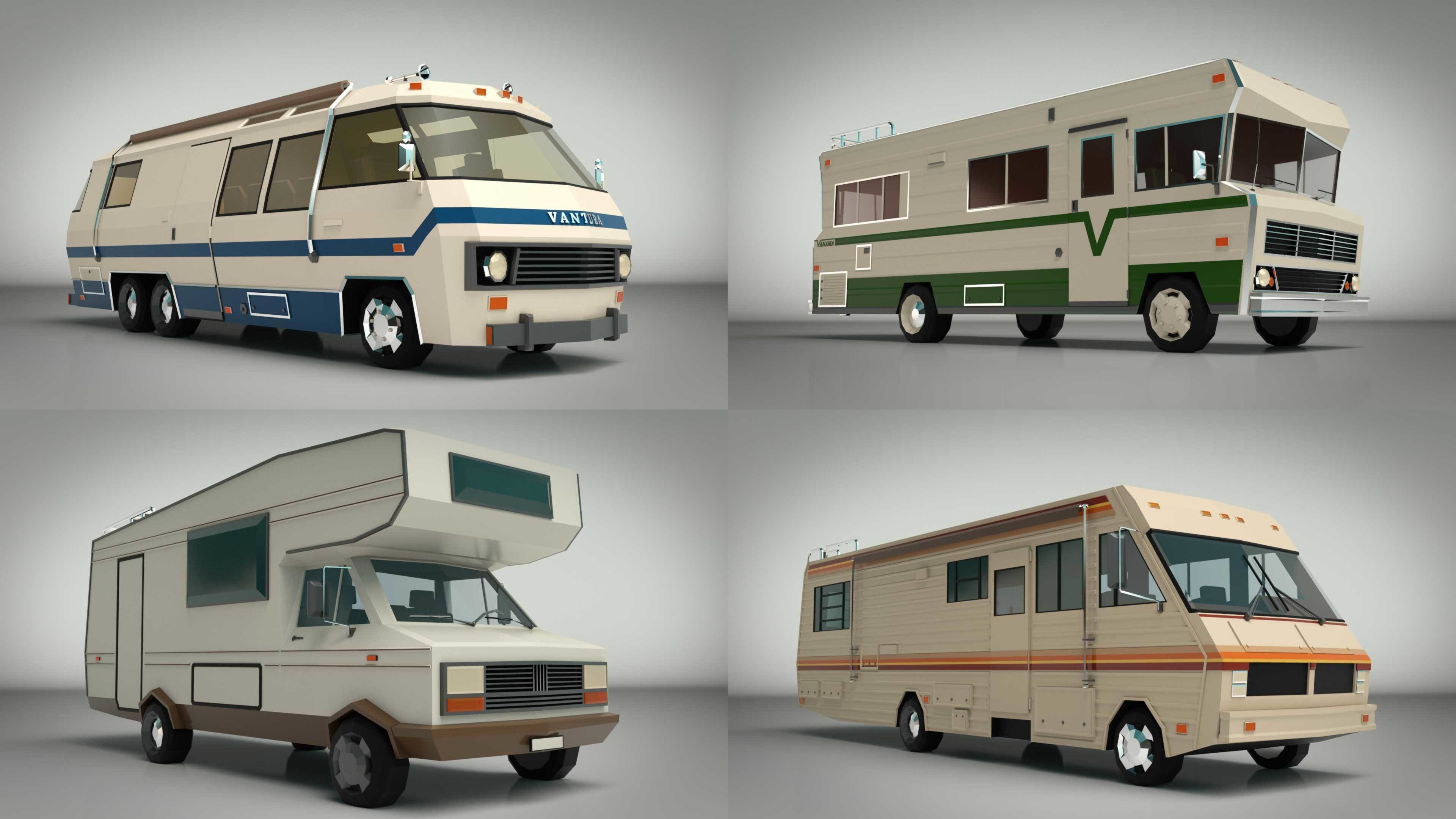 Low Poly Motorhome Pack 3D Model Collection_10