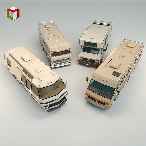 Low Poly Motorhome Pack 3D Model Collection