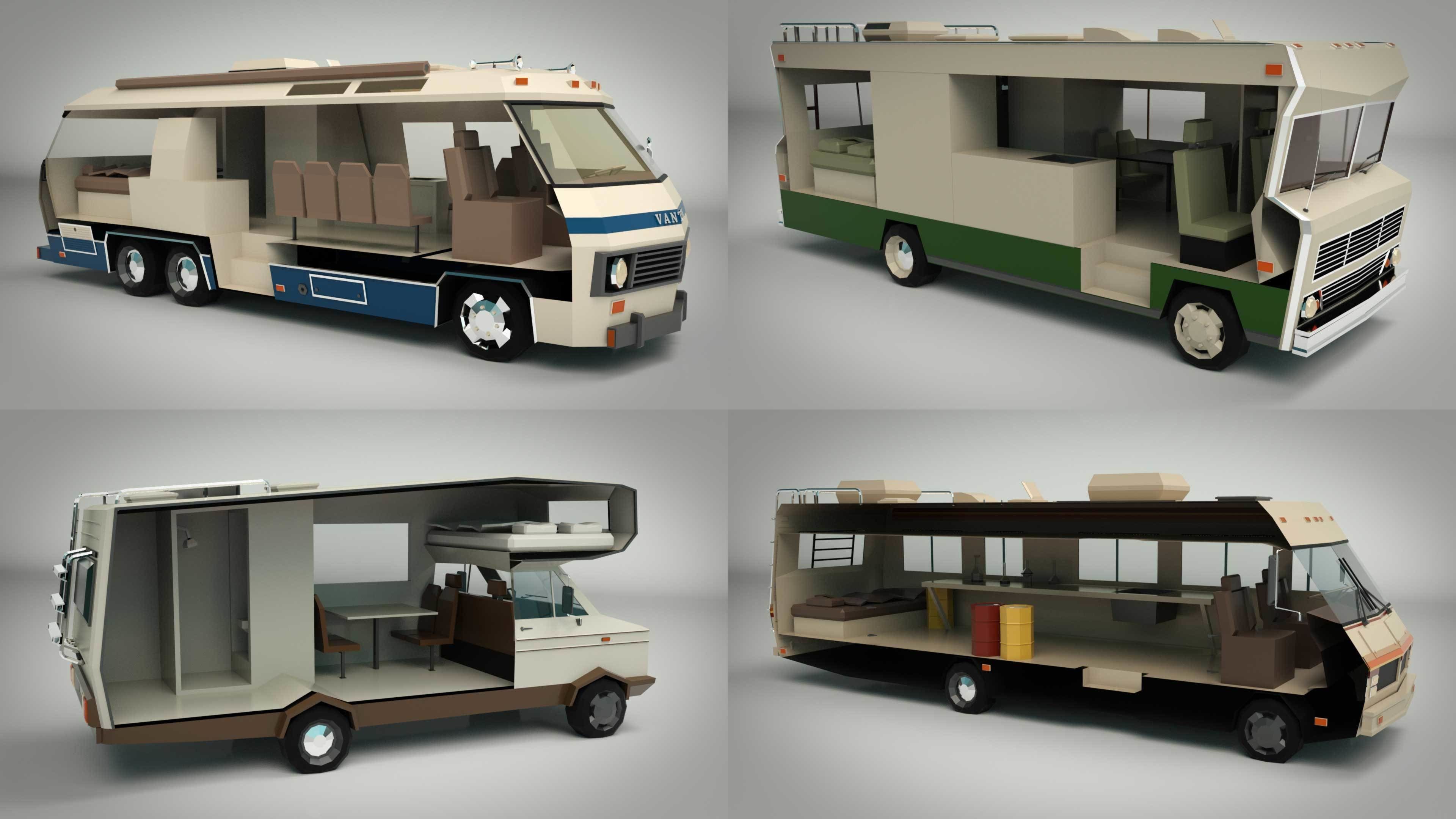 Low Poly Motorhome Pack 3D Model Collection_12