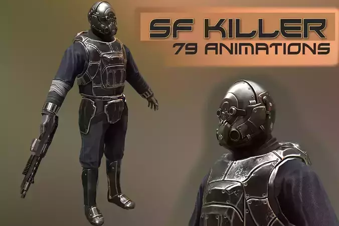 SCiFI Killer Animated Character Low-poly 3D model SCiFI Killer Animated Character Low-poly 3D model