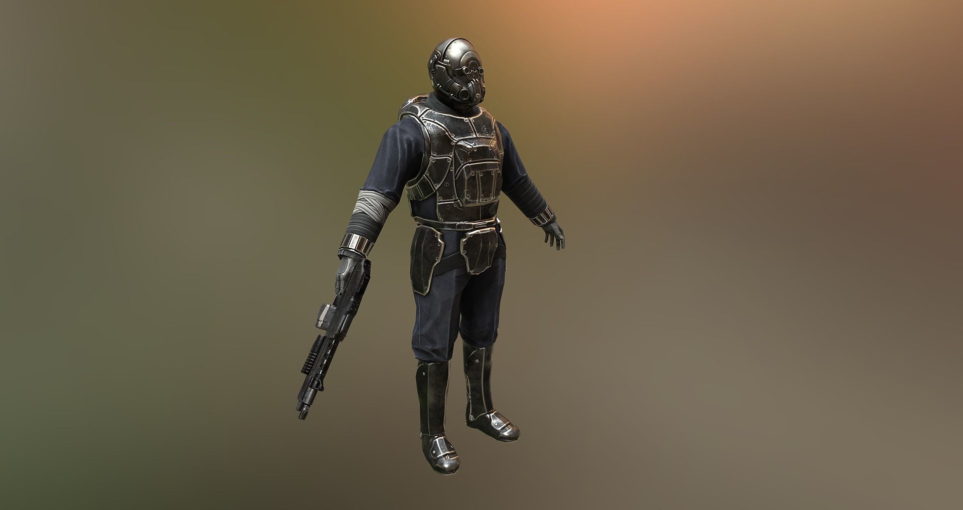 SCiFI Killer Animated Character Low-poly 3D model_5