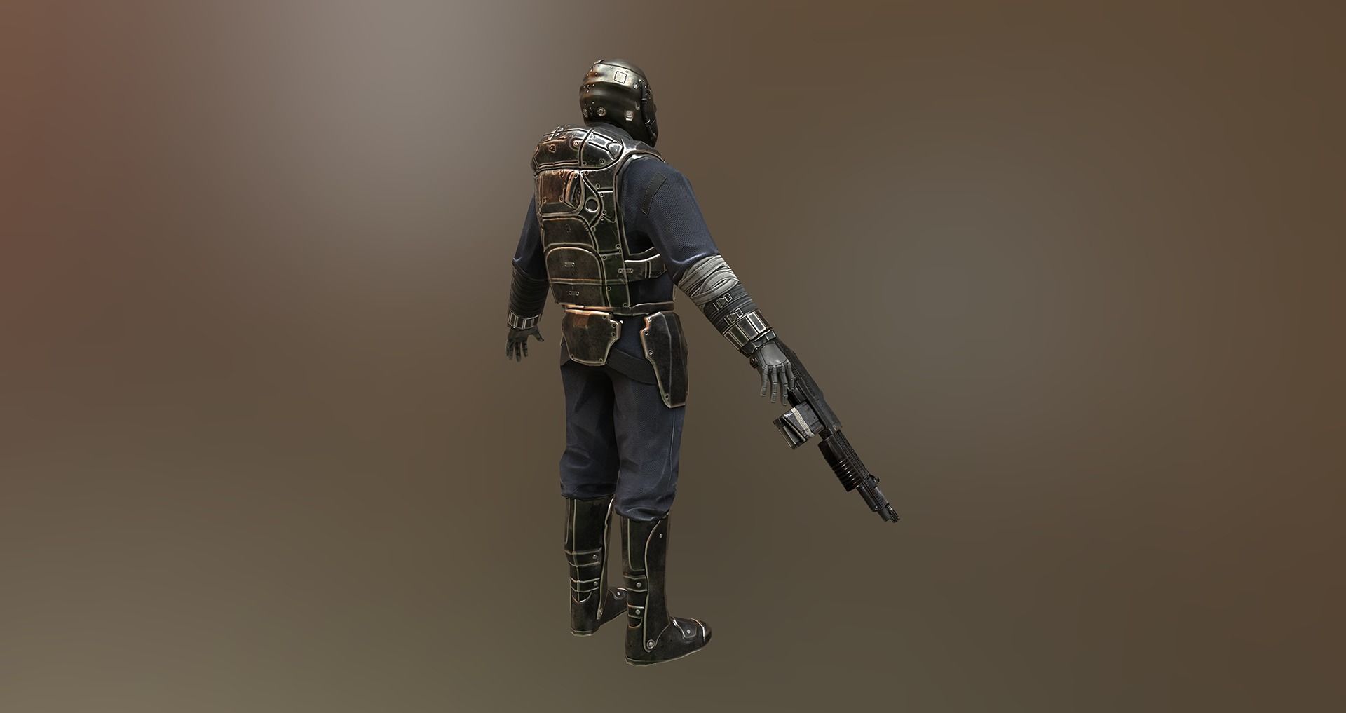 SCiFI Killer Animated Character Low-poly 3D model_4