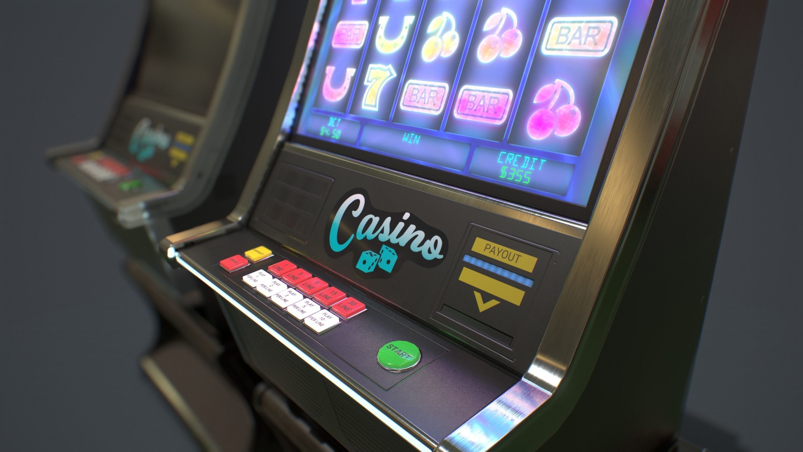 Casino Slot Machine PBR Low-poly 3D model_4