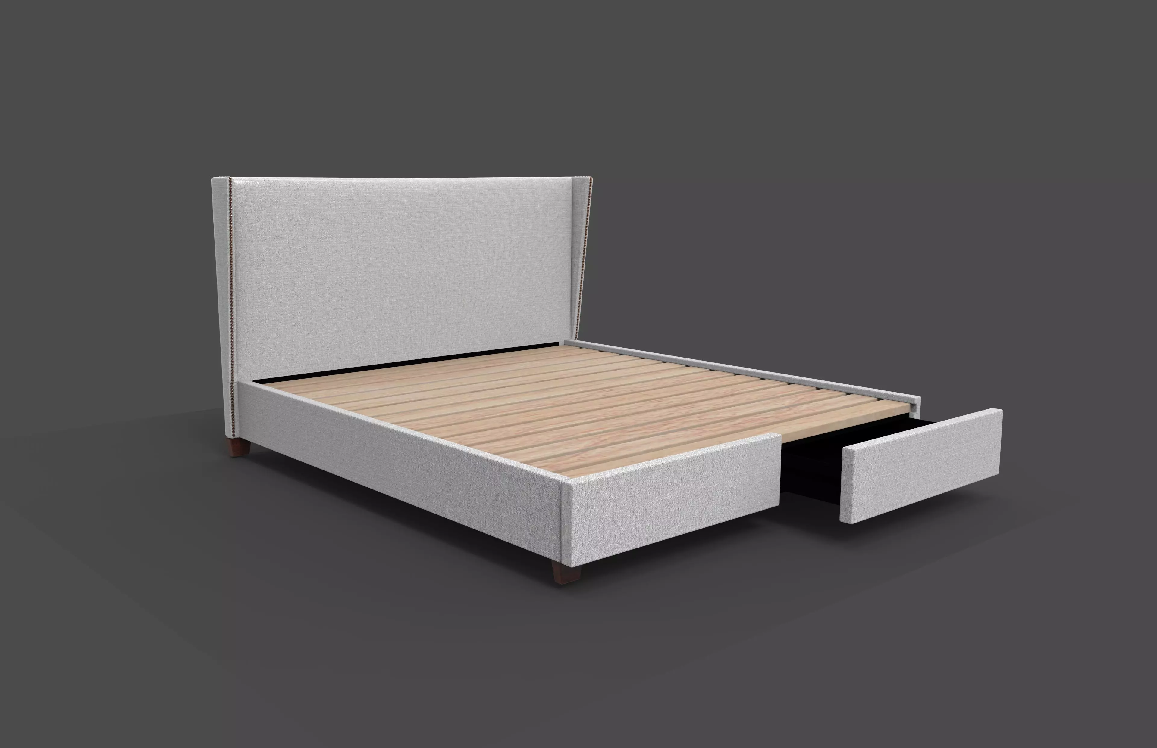 Bed with Storage Low-poly 3D model_0