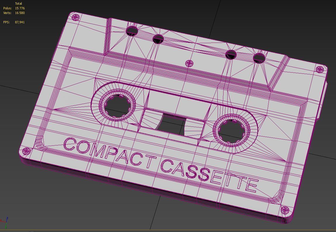 Analog Cassette Audio Tape Low-poly 3D model_8