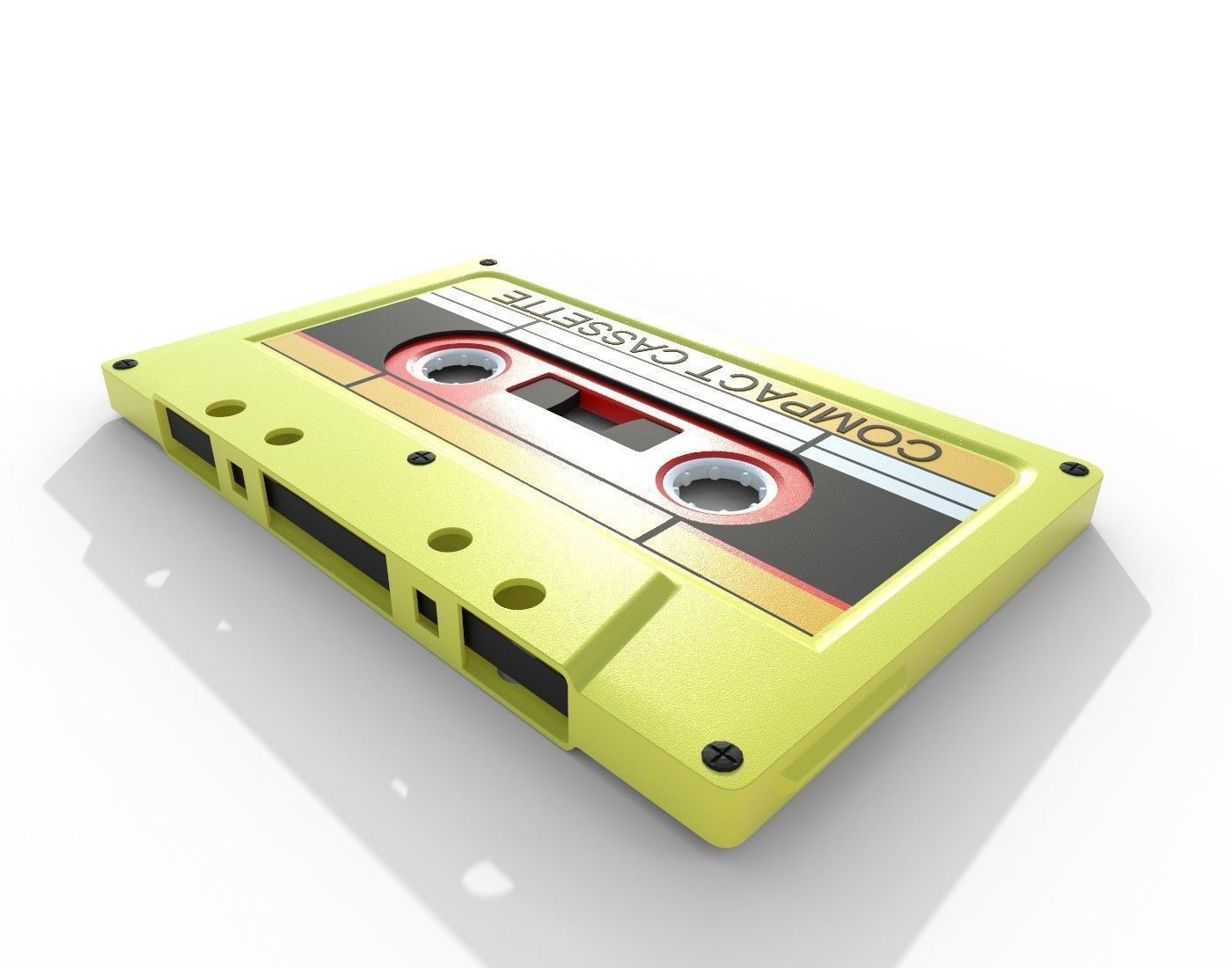 Analog Cassette Audio Tape Low-poly 3D model_6