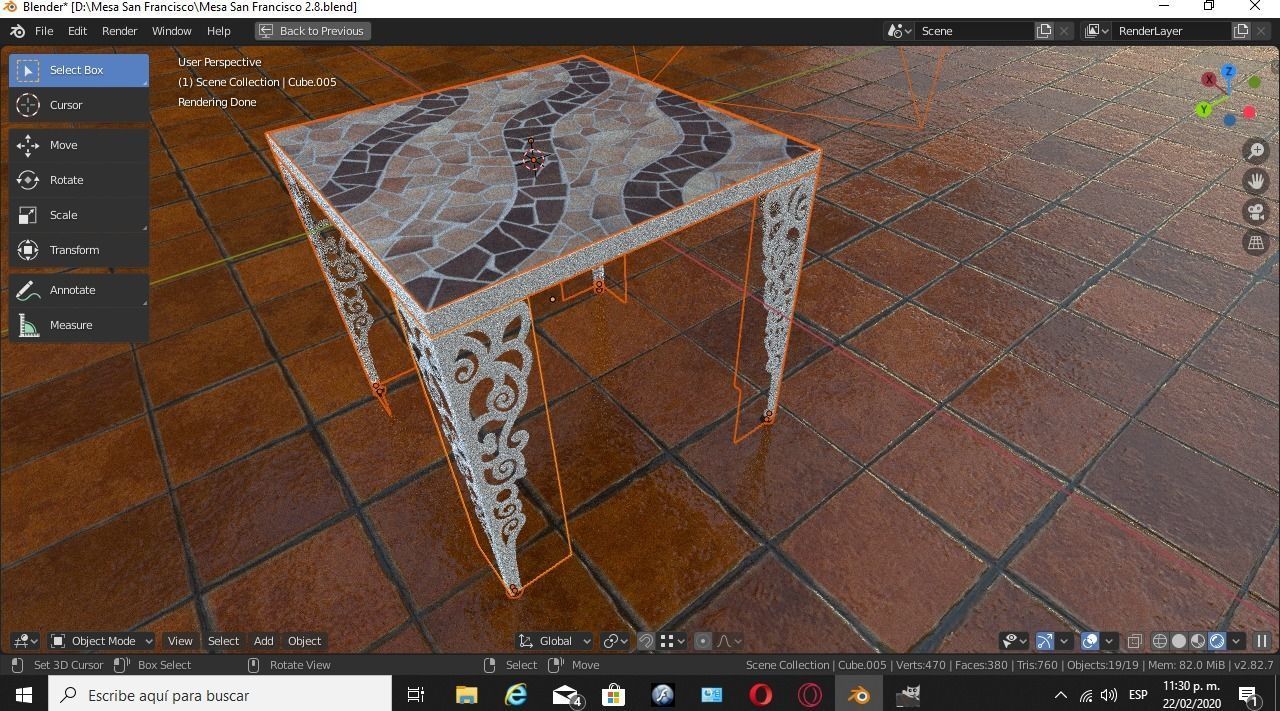 3mm metal laminated dining table DElGO Low-poly 3D model_2