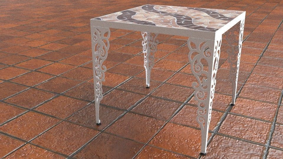 3mm metal laminated dining table DElGO Low-poly 3D model_9