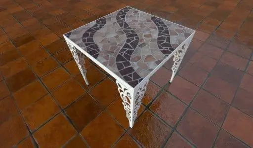 3mm metal laminated dining table DElGO Low-poly 3D model_0
