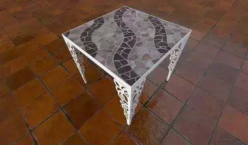 3mm metal laminated dining table DElGO Low-poly 3D model
