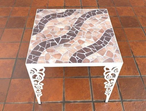 3mm metal laminated dining table DElGO Low-poly 3D model_4