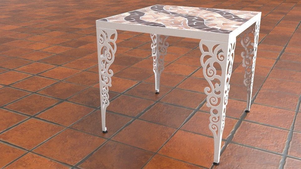 3mm metal laminated dining table DElGO Low-poly 3D model_8