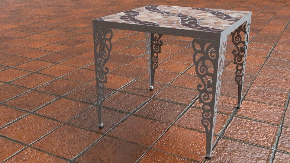 3mm metal laminated dining table DElGO Low-poly 3D model_6