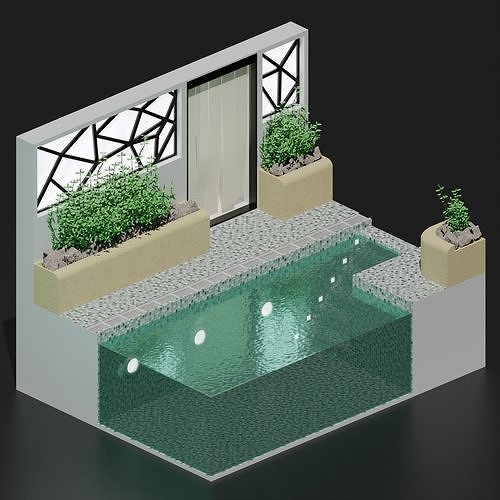 realistic modern swimming pool 3D model