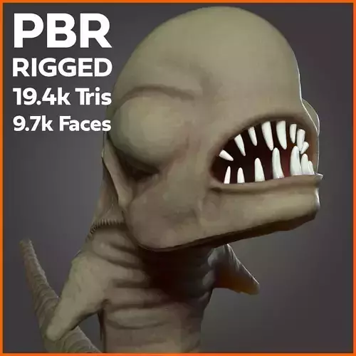 Alien Chestburster PBR Rigged 3D Model Low-poly 3D model