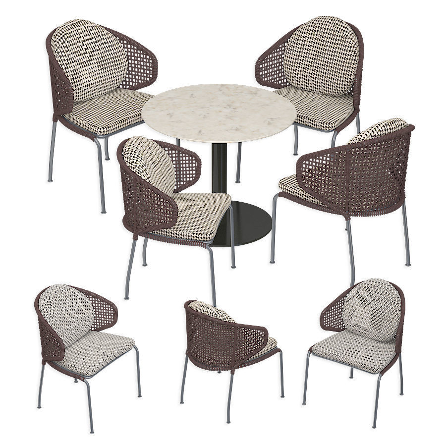 Chair Aston Cord Minotty Table Bellagio Lounge Bronze set 3D model_0