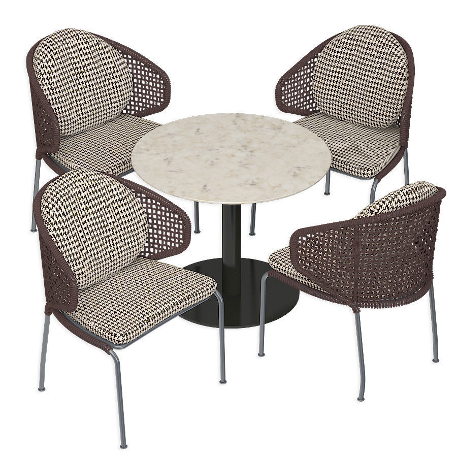 Chair Aston Cord Minotty Table Bellagio Lounge Bronze set 3D model_2