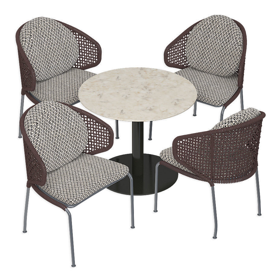 Chair Aston Cord Minotty Table Bellagio Lounge Bronze set 3D model_1