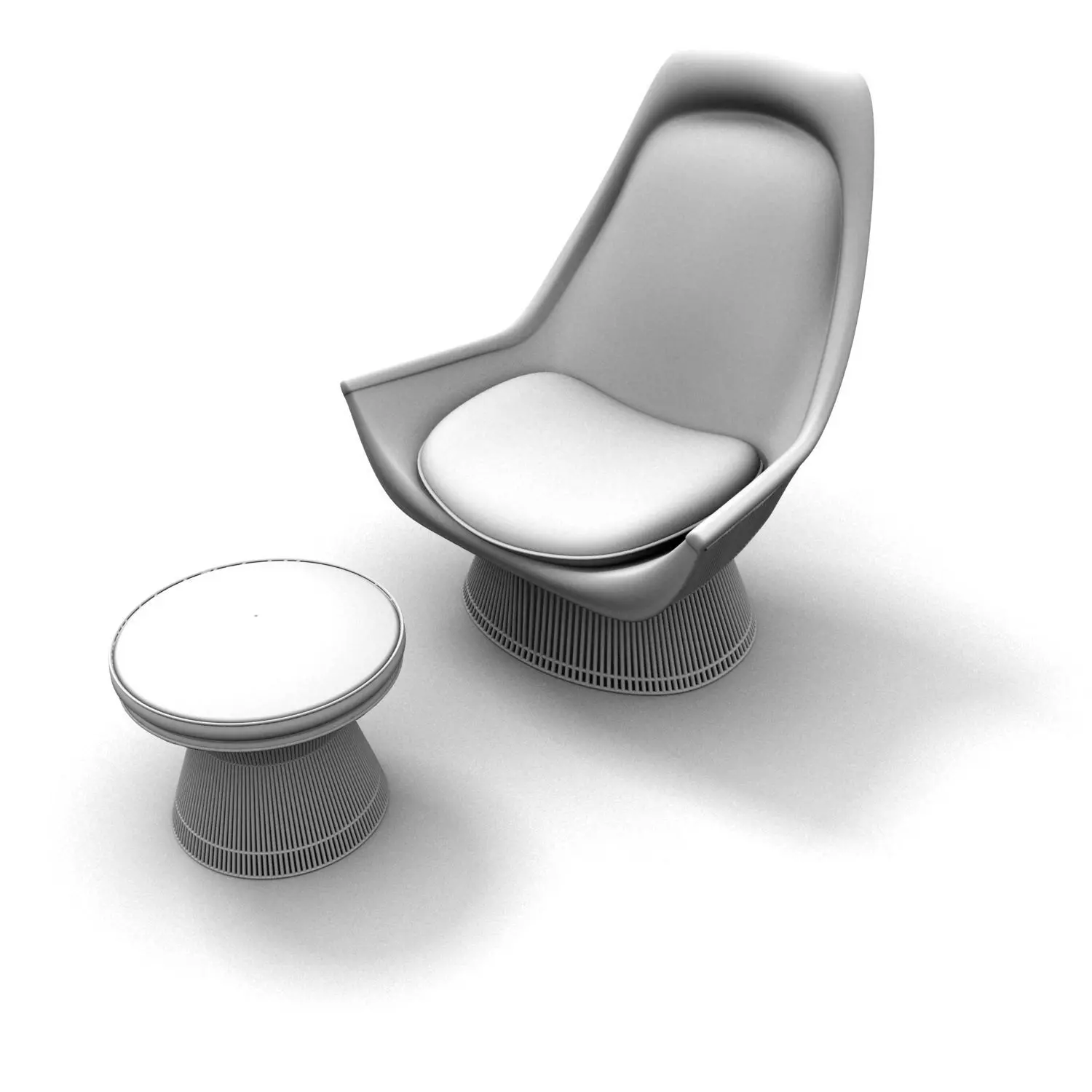 Armchair lounge chair and ottoman 3D model_0