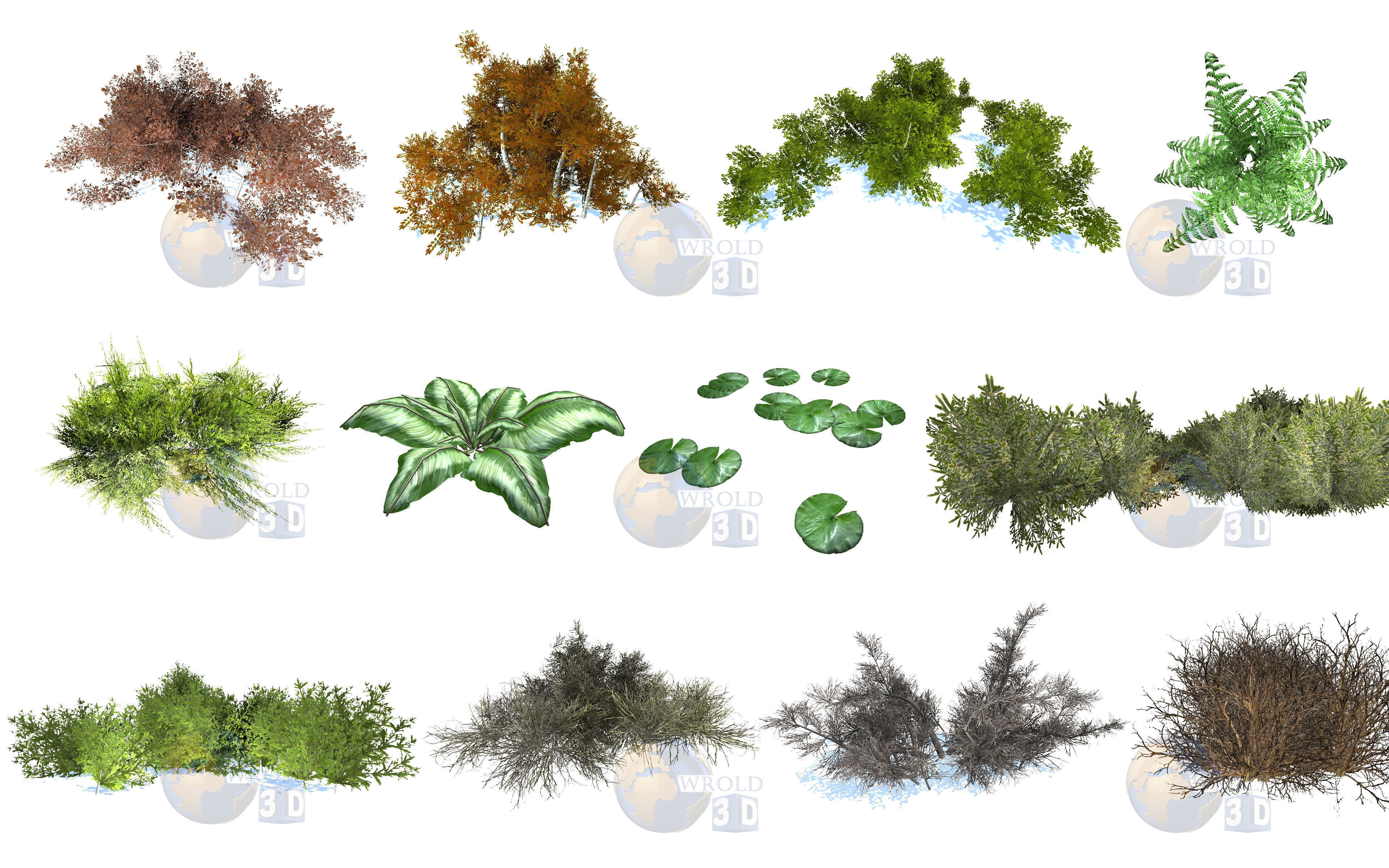 Natural Forest Bush Collection Pack Lowpoly 3D Model Low-poly 3D model_1