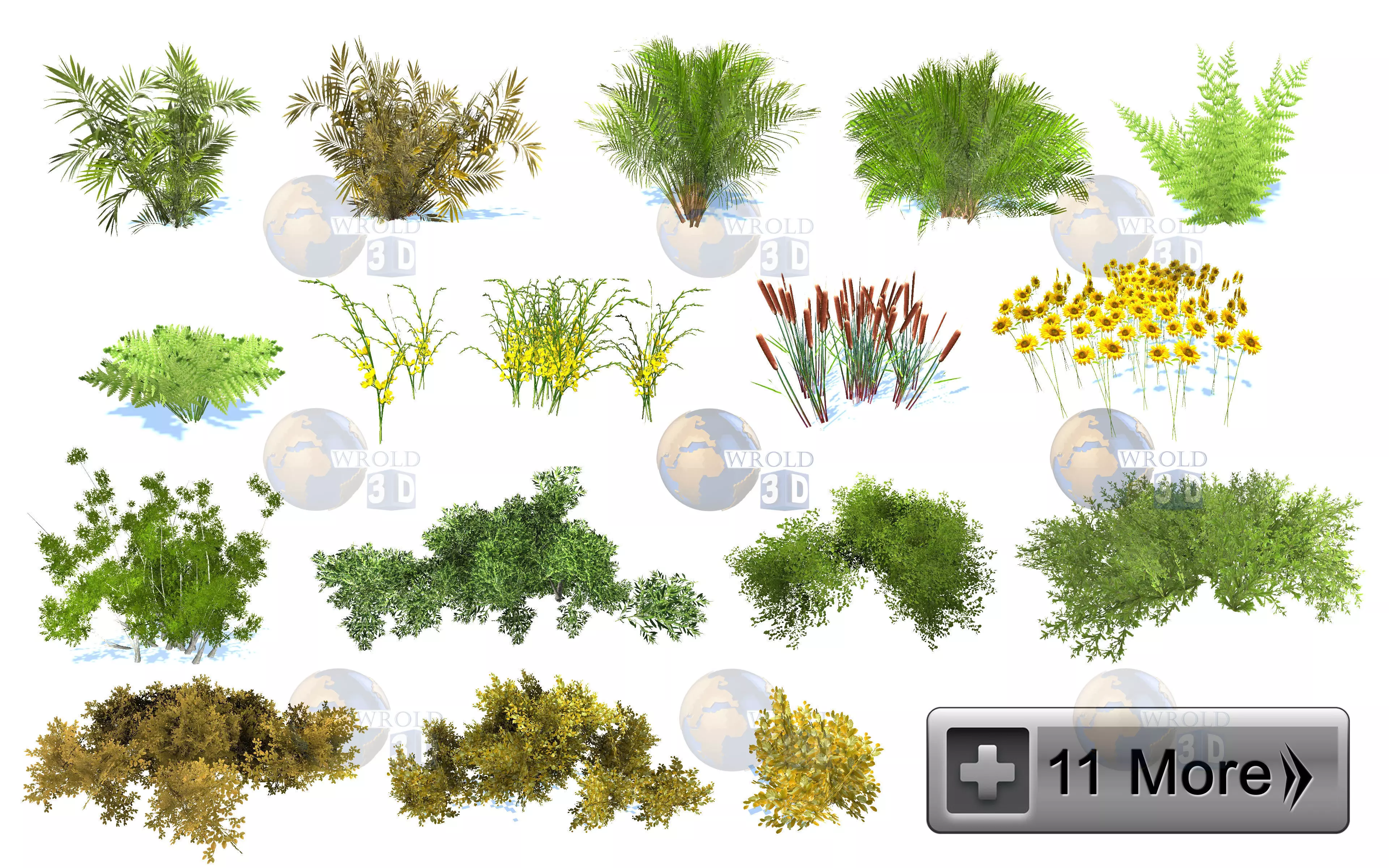 Natural Forest Bush Collection Pack Lowpoly 3D Model Low-poly 3D model_0