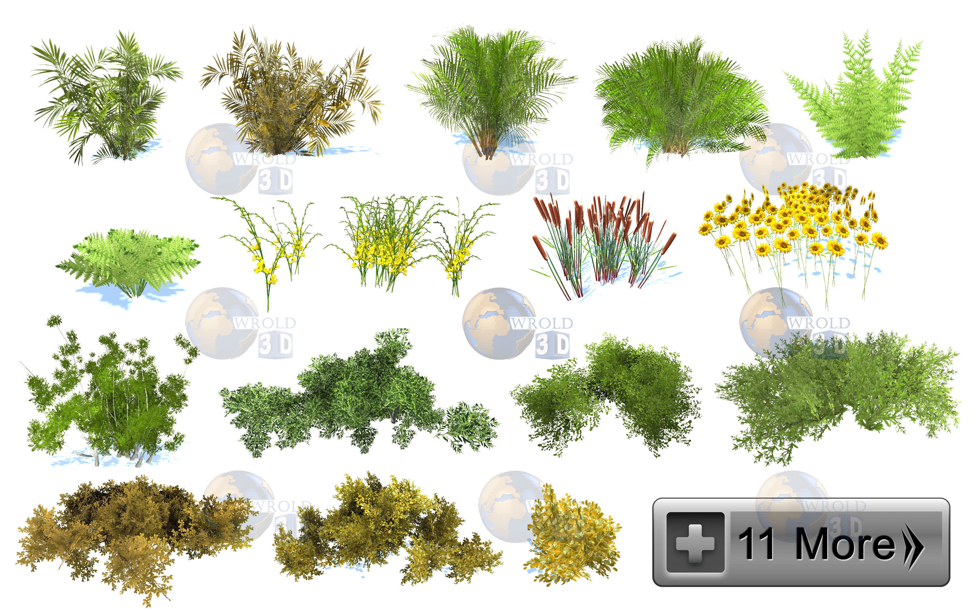 Natural Forest Bush Collection Pack Lowpoly 3D Model Low-poly 3D model_0