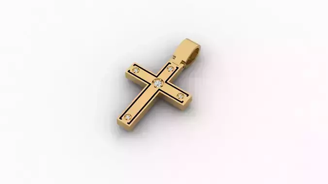Pendant Cross with diamonds 3D print model N 1117
