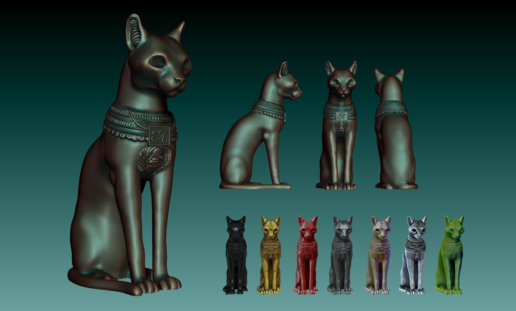 Egyptian ritual cat - Sekhmet Goddess - Bastet Goddess 3D print model_18