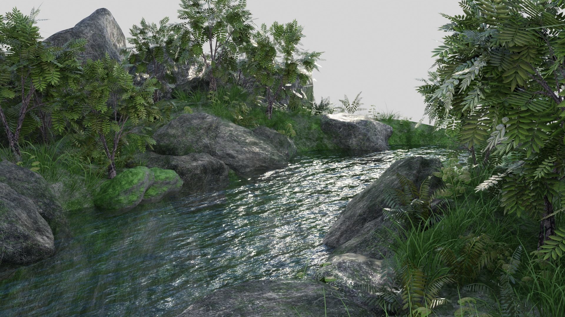 Pond Scene 3D model_1