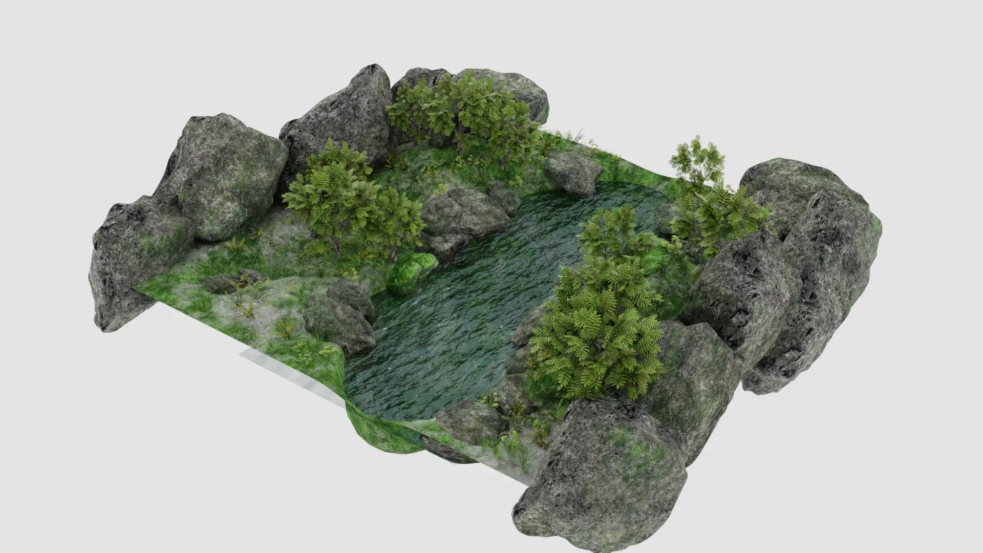 Pond Scene 3D model_0