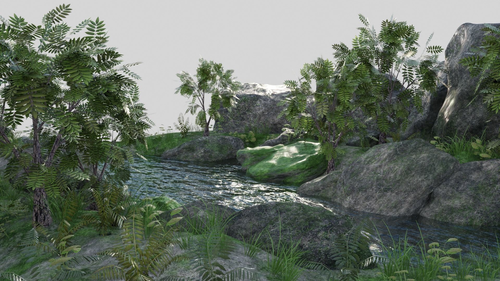 Pond Scene 3D model_2