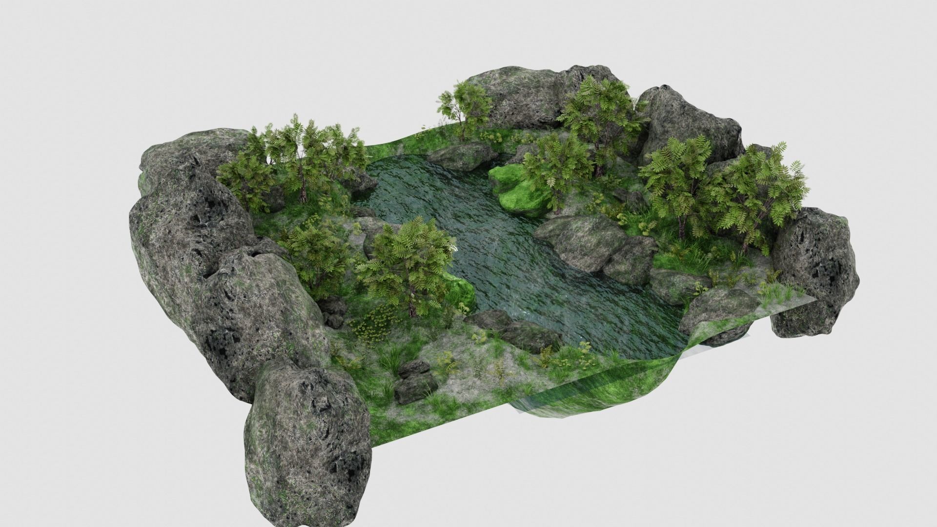 Pond Scene 3D model_12
