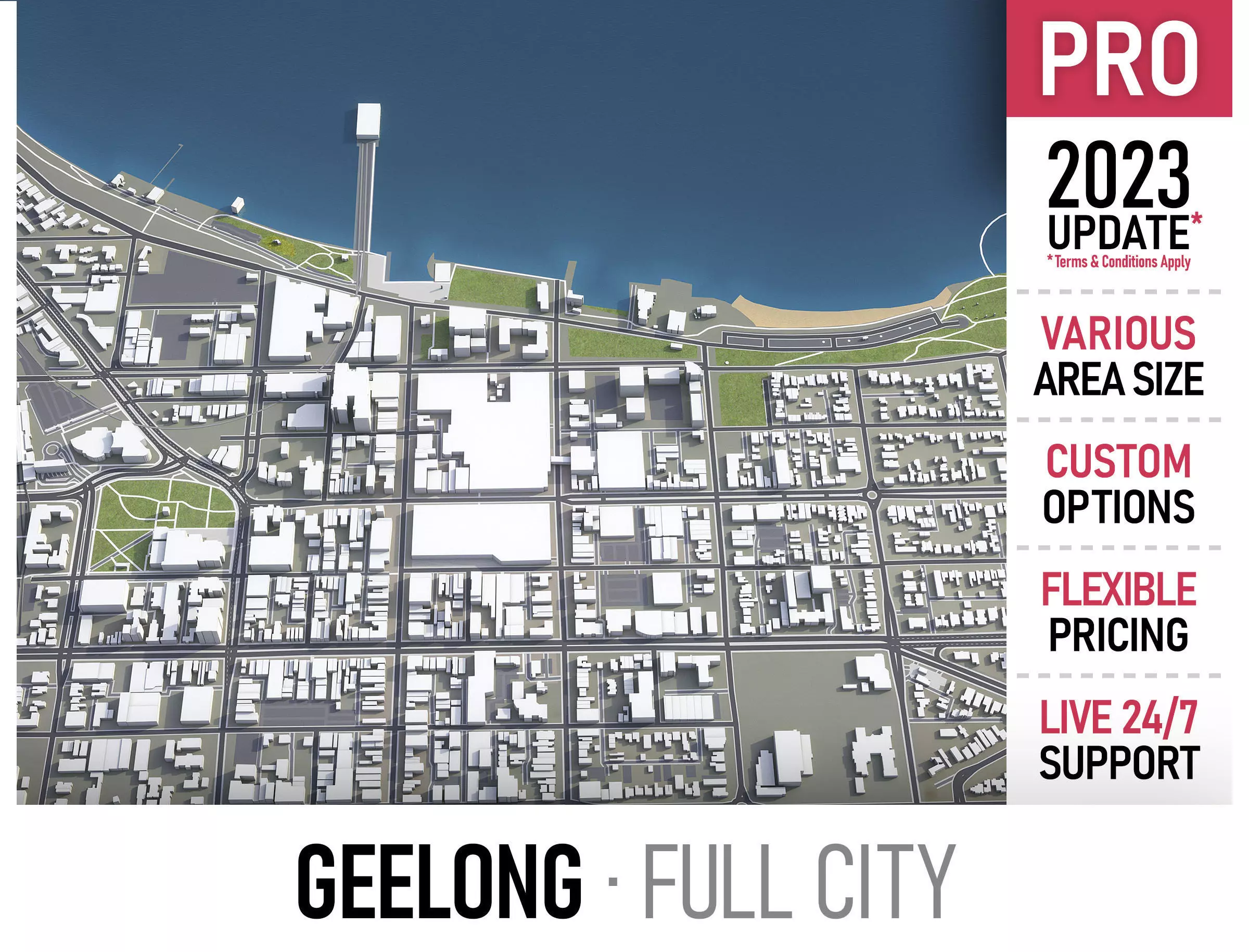 Geelong - 3D City Model Low-poly 3D model_0