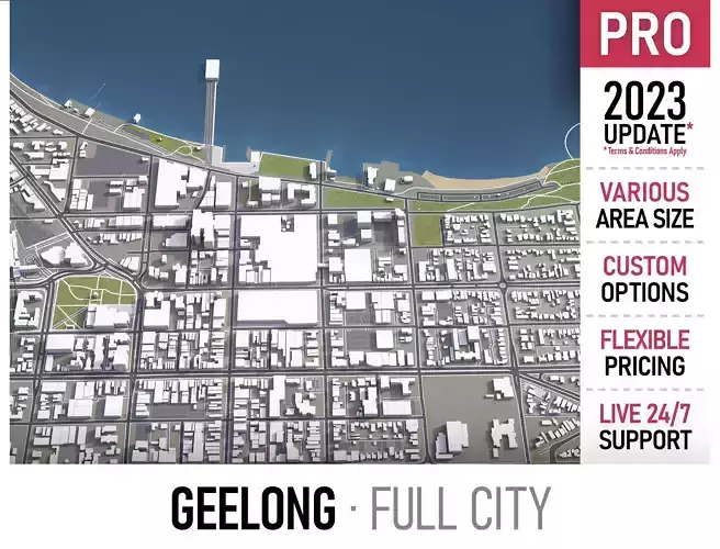Geelong - 3D City Model Low-poly 3D model