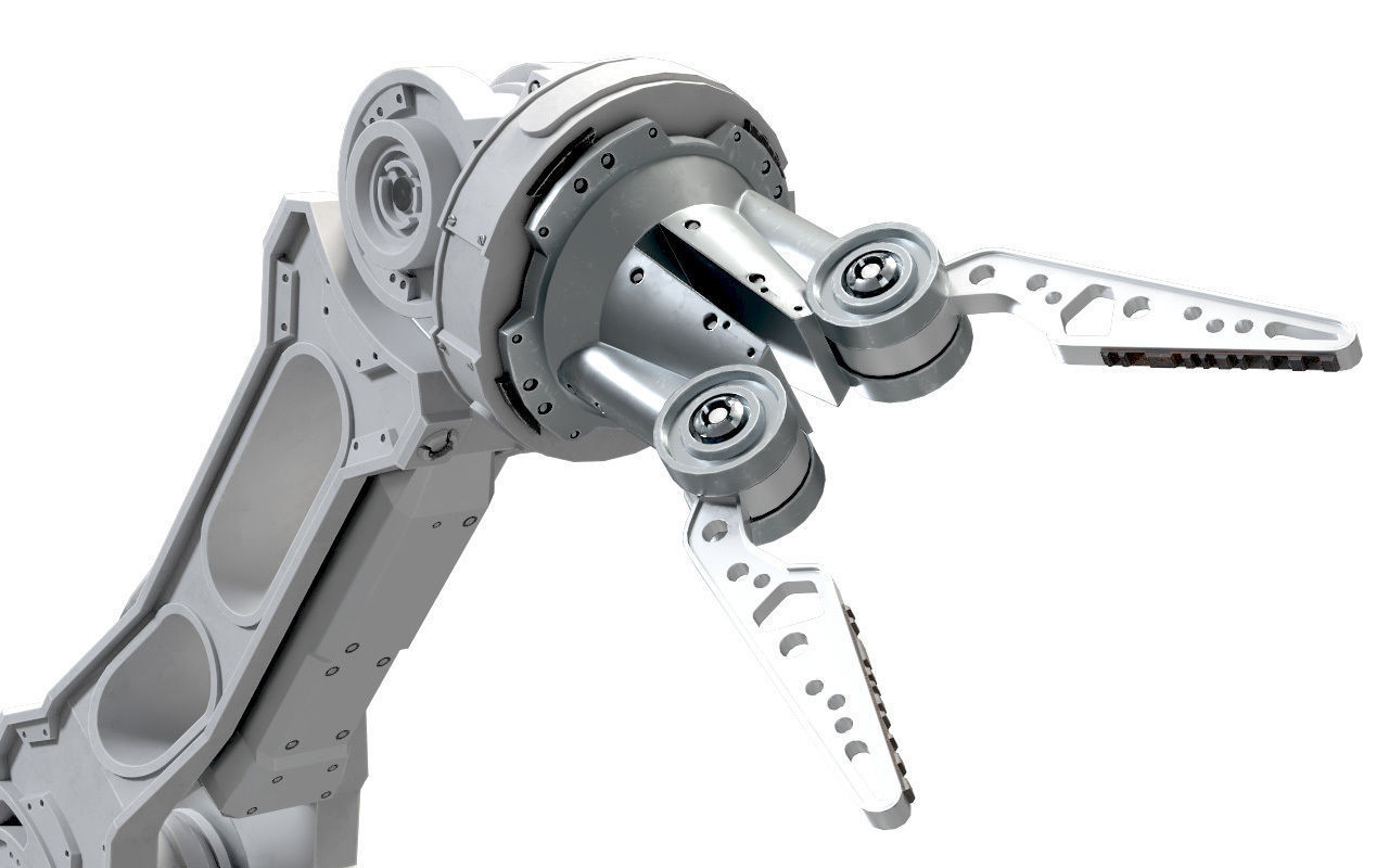 Robotic Arm White PBR Rigged Low-poly 3D model_6