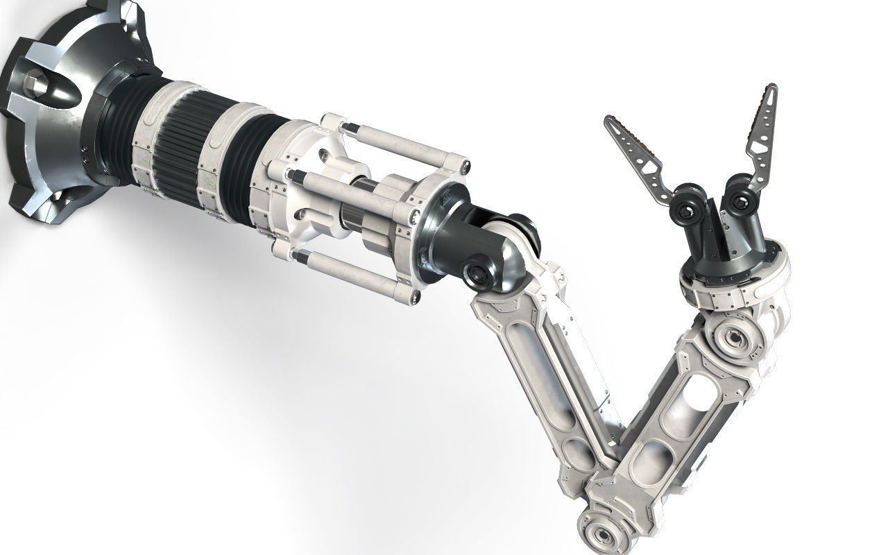 Robotic Arm White PBR Rigged Low-poly 3D model_2