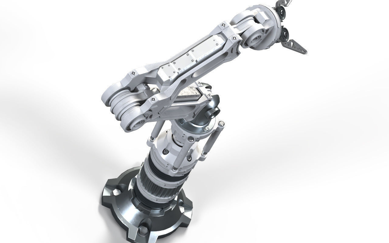 Robotic Arm White PBR Rigged Low-poly 3D model_4