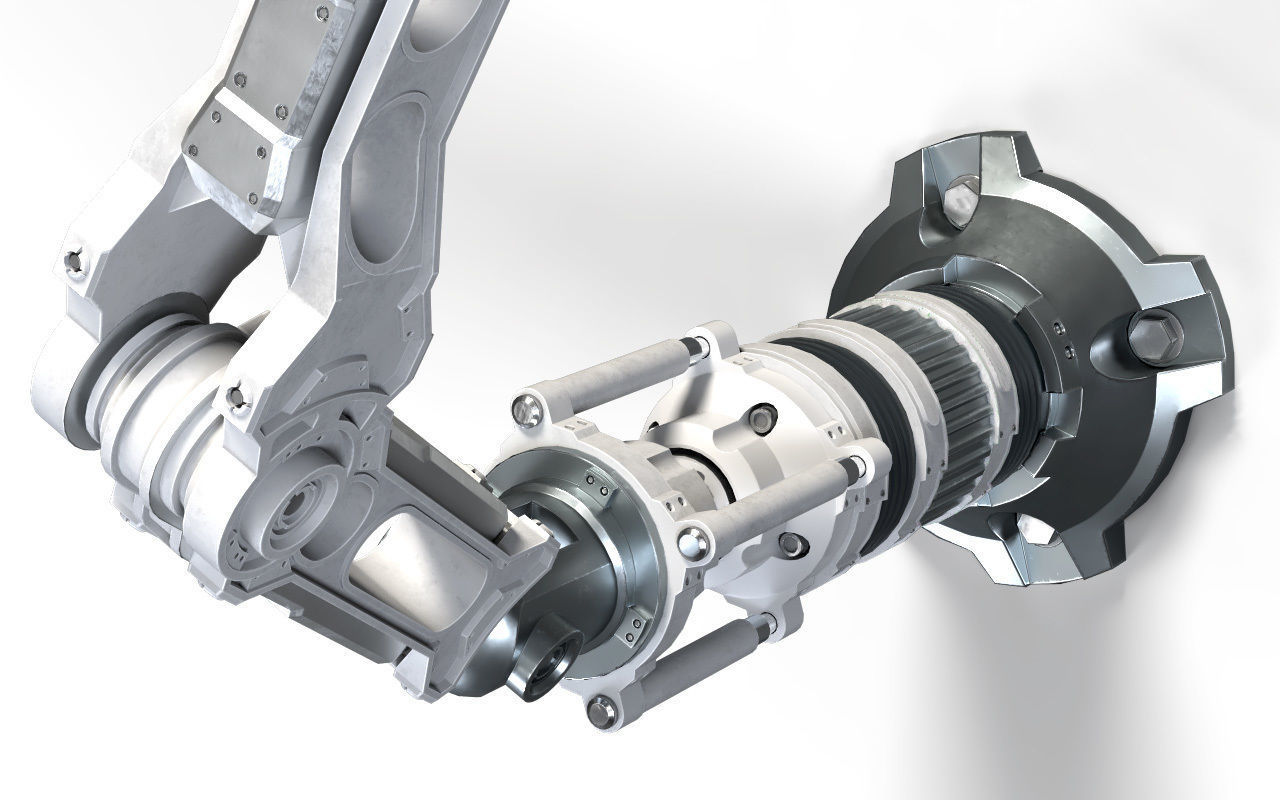 Robotic Arm White PBR Rigged Low-poly 3D model_7