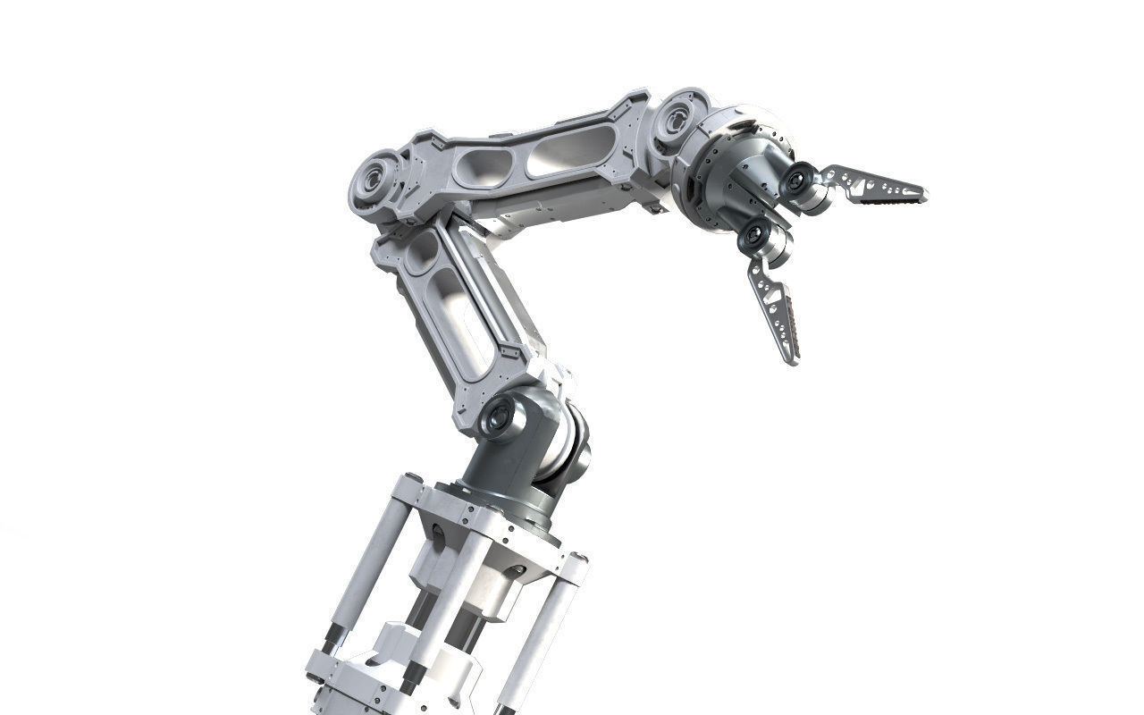 Robotic Arm White PBR Rigged Low-poly 3D model_3