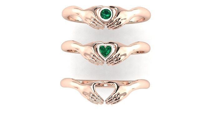 hands heart rings 3D print model