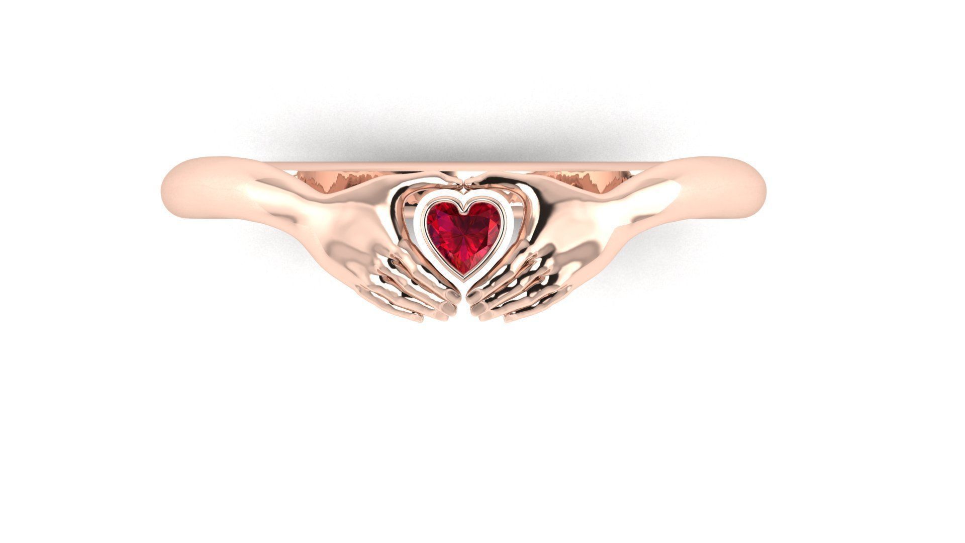 hands heart rings 3D print model_1