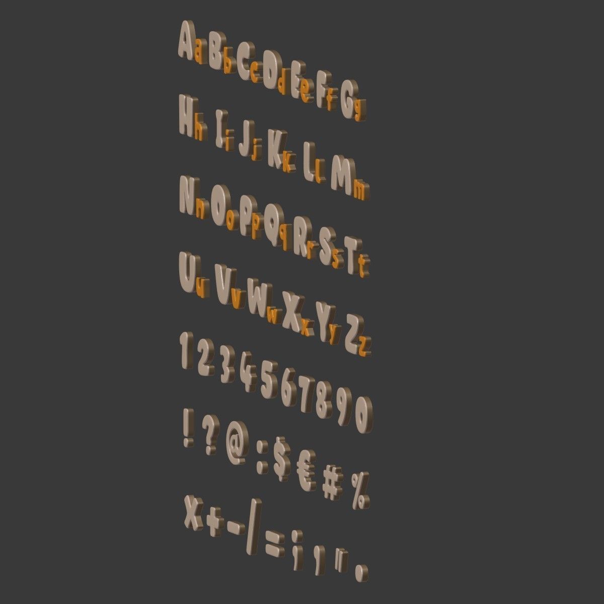 Cartoon Alphabet Uppercase and Lowercase Low-poly 3D model_10