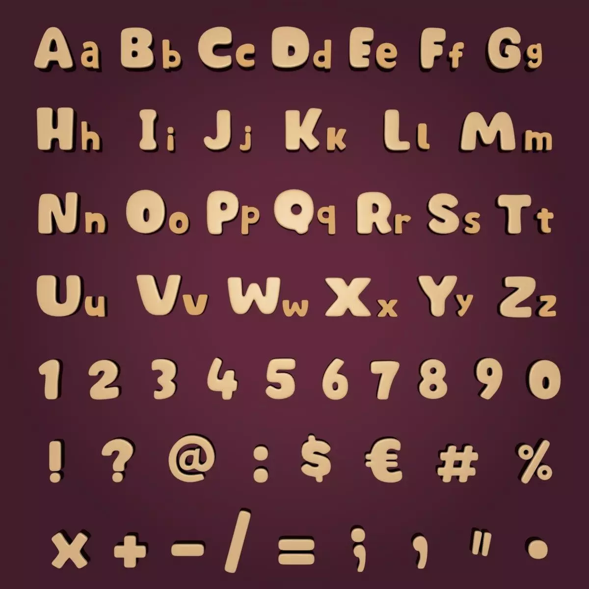 Cartoon Alphabet Uppercase and Lowercase Low-poly 3D model_0